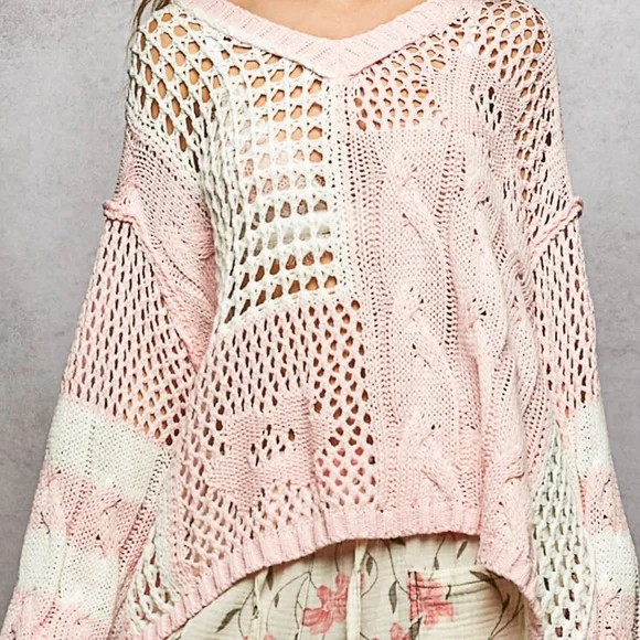POL Pink and White Knit Sweater - Picture 2 of 7